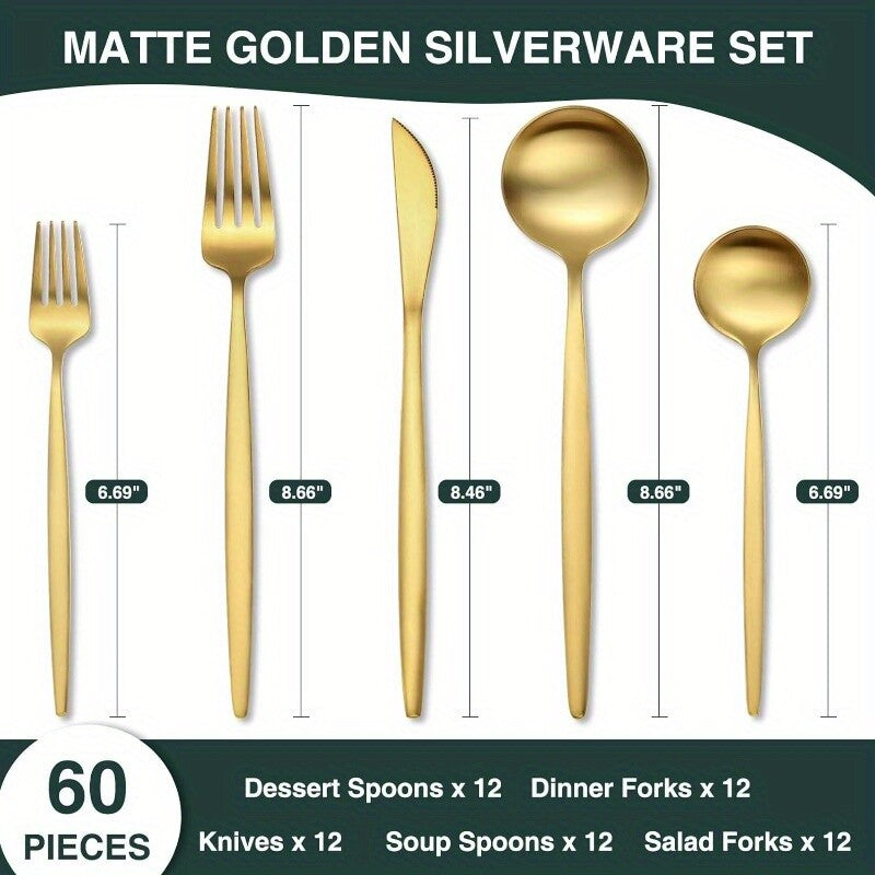 60 Pieces Stainless Steel Silverware Set, Flatware Cutlery Set